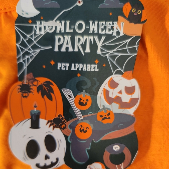 Halloween Party Pet Apparel Orange Checkered Pumpkin Pet Shirt M S XS - Picture 2 of 5